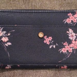 Laura Conrad Blue and Floral Wristlet/Wallet
